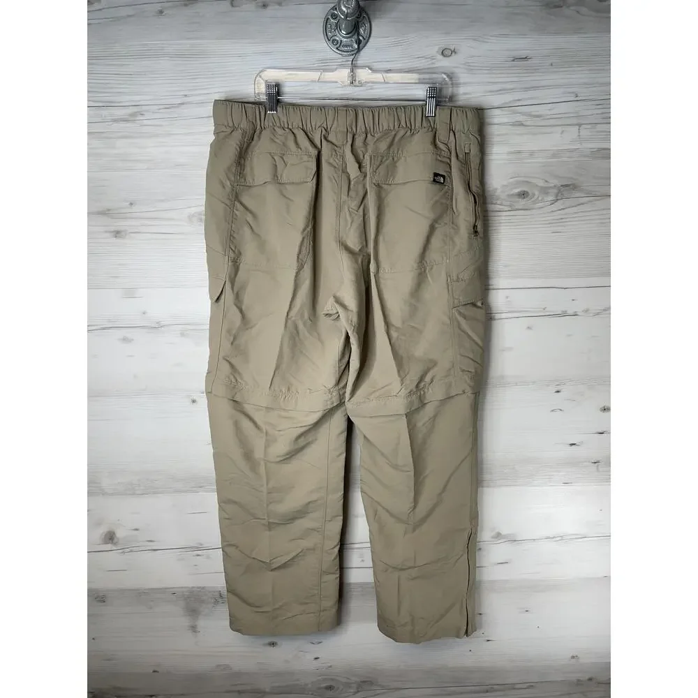 The North Face Pants Mens XL‎ Beige Nylon Hiking Elastic Waist Zip Pockets Cargo
